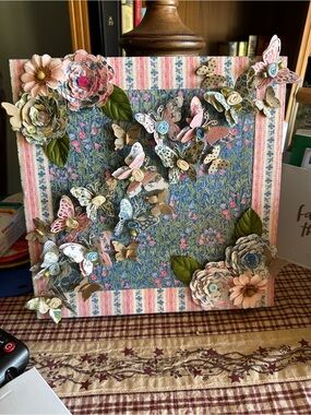 Handcrafted Butterfly & Floral Wall Decor - Pink Blue